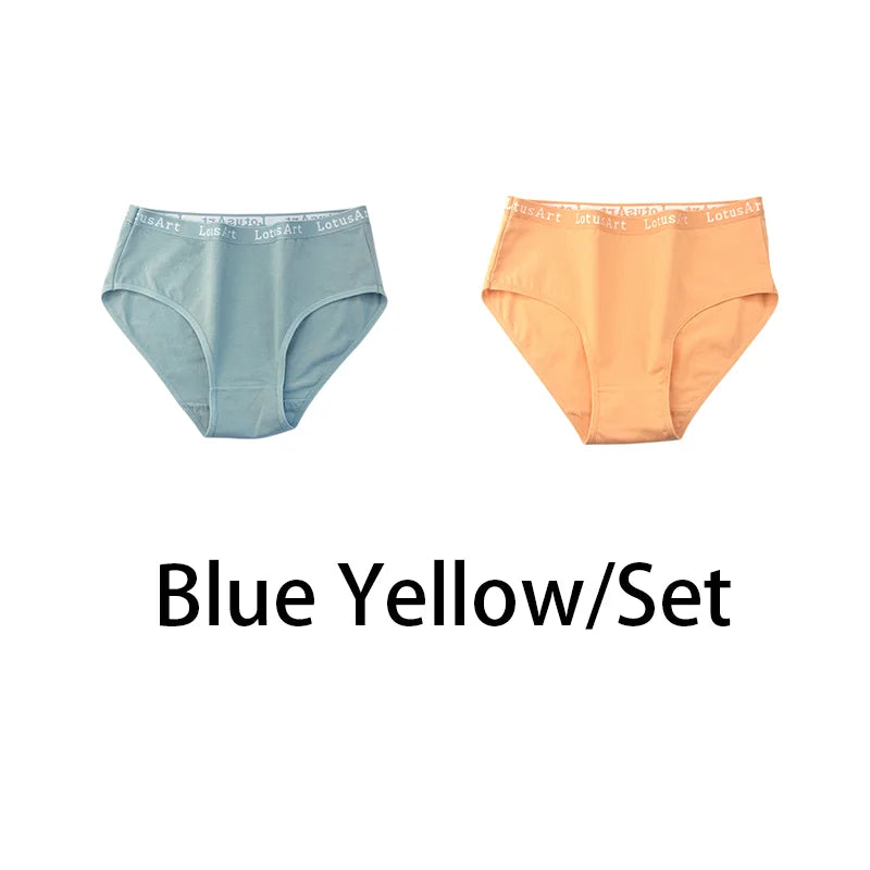 2PCS/Set Cotton Solid Panties Sexy Plus Size Lingerie