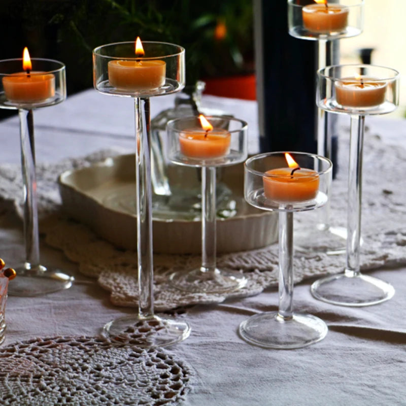 Glass Candle Holders Set Tealight Candle Holder