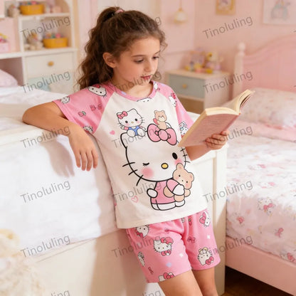 3 to 12 Years Girls Hello Kitty Cat Pajamas Sets