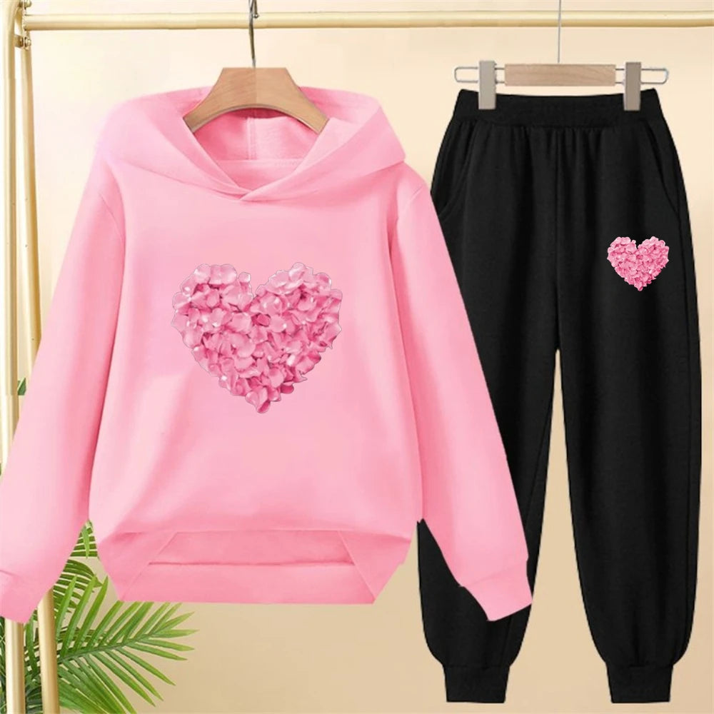 Petals Heart-Shaped Bottom Hoodies  Age 3-12 Coat Casual Toddle Sweatshirt