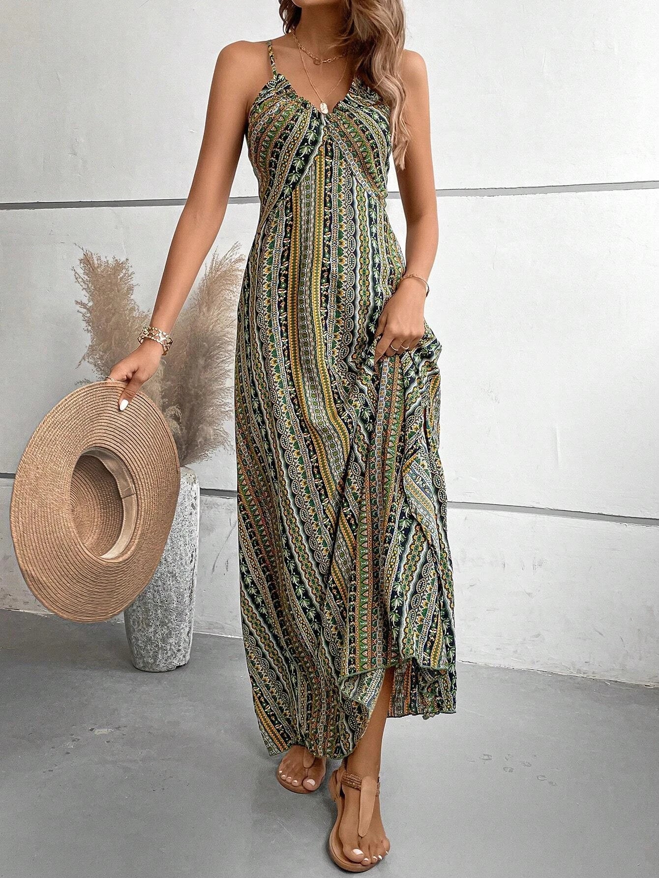 Backless Split Thigh Boho Dress