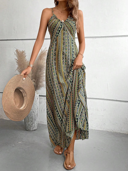 Backless Split Thigh Boho Dress