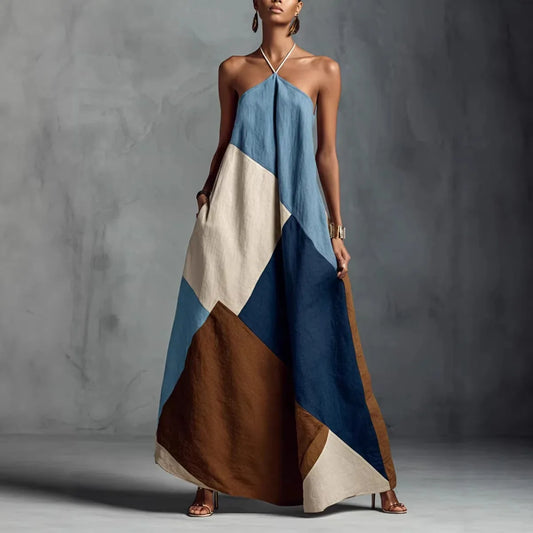 Cross Color Printed Cross Border Loose Long Dress