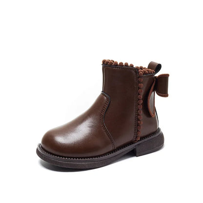 Ankle Back Bow-knot Kids Short Soft Sole Boots