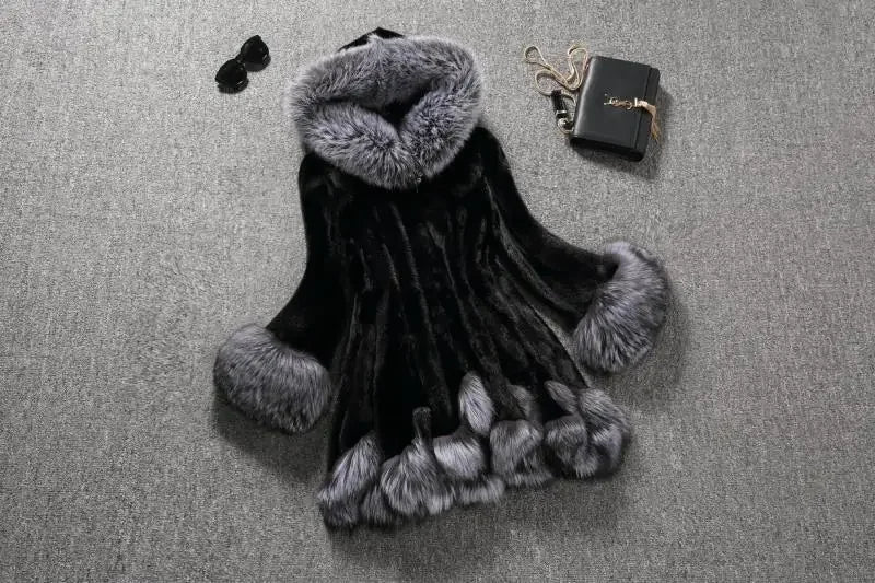 Abrigo largo coreano holgado de piel sintética