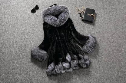 Abrigo largo coreano holgado de piel sintética