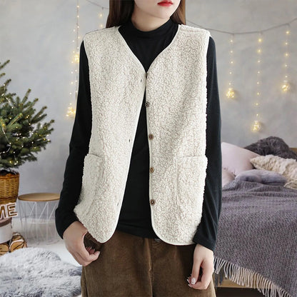 Teddy Fleece Thin Vest Sleeveless Short Jacket