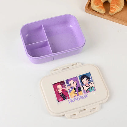 KPOP Demon Hunters Lunch Box Cute Mira Zoey Jinu Portable Plastic Bento Box