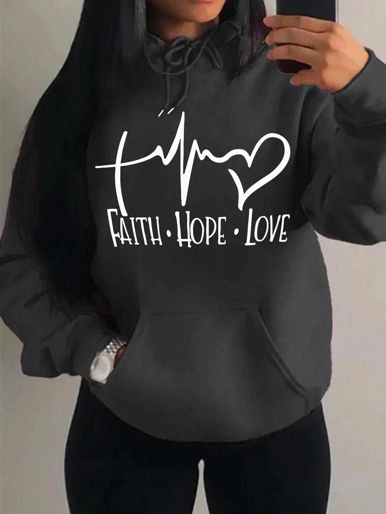 Faith Hope Love Letter Graphic Fleece Pullover
