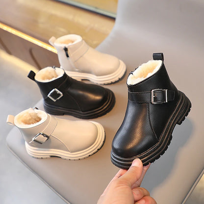 Winter Buckle Fluffy Platform Toddler Short Boot