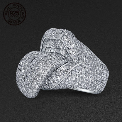 Exaggerated Death Kiss 925 Sterling Silver Hip Hop Rapper Punk Rings