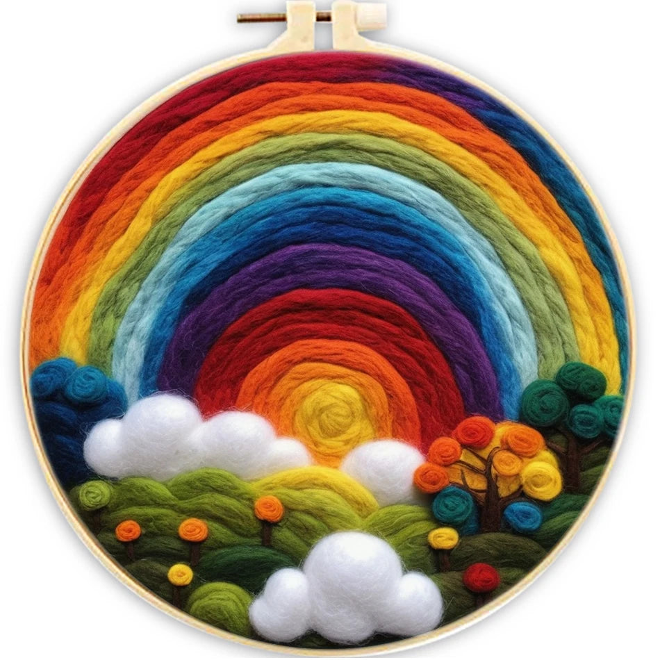Waterfall Landscape Wool Felting Painting Frame DIY Wool Embroidery Kit