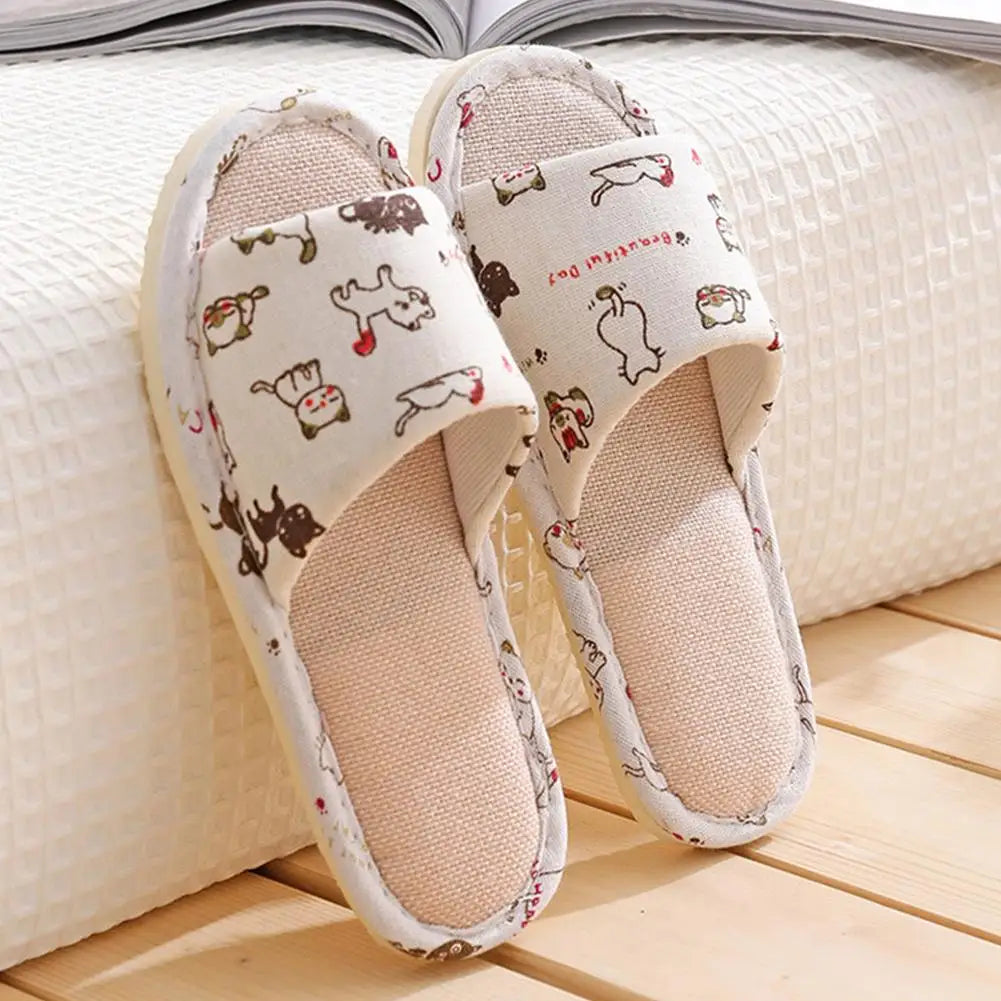 Flax Linen Lightweight Flat Breathable Slipper