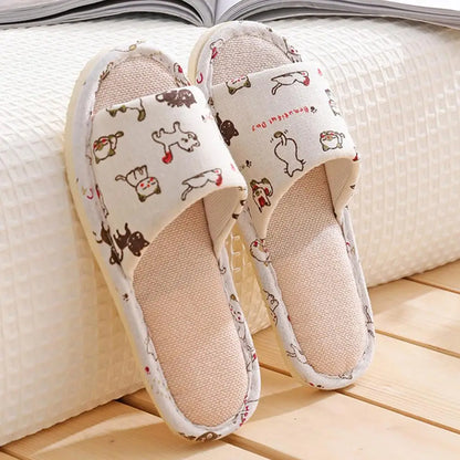 Flax Linen Lightweight Flat Breathable Slipper