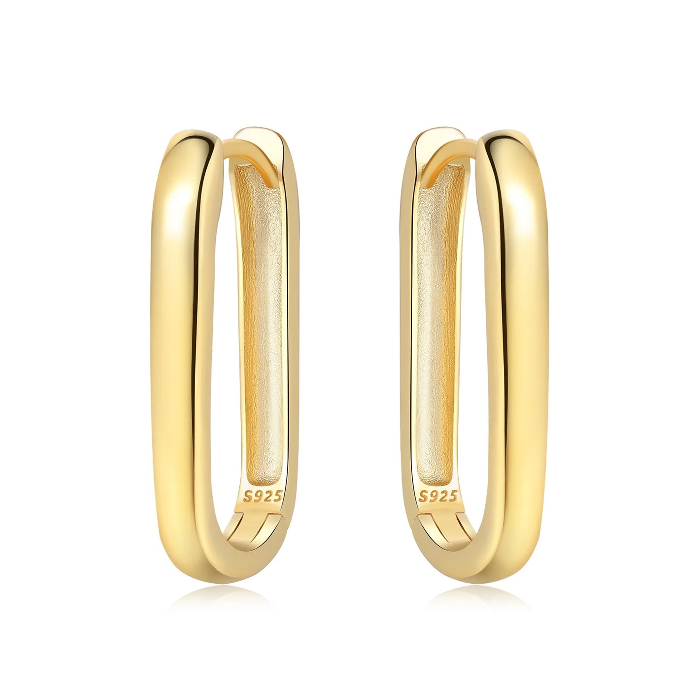 925 Sterling Silver Simple Gold U-shaped Earrings