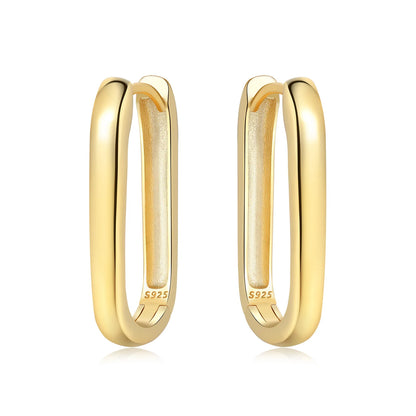 925 Sterling Silver Simple Gold U-shaped Earrings