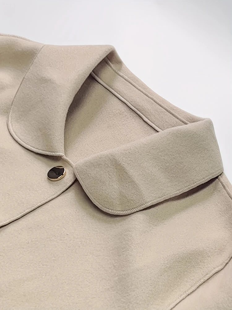 Classic Solid Short Woolen Warm Clothing Button Up Coat