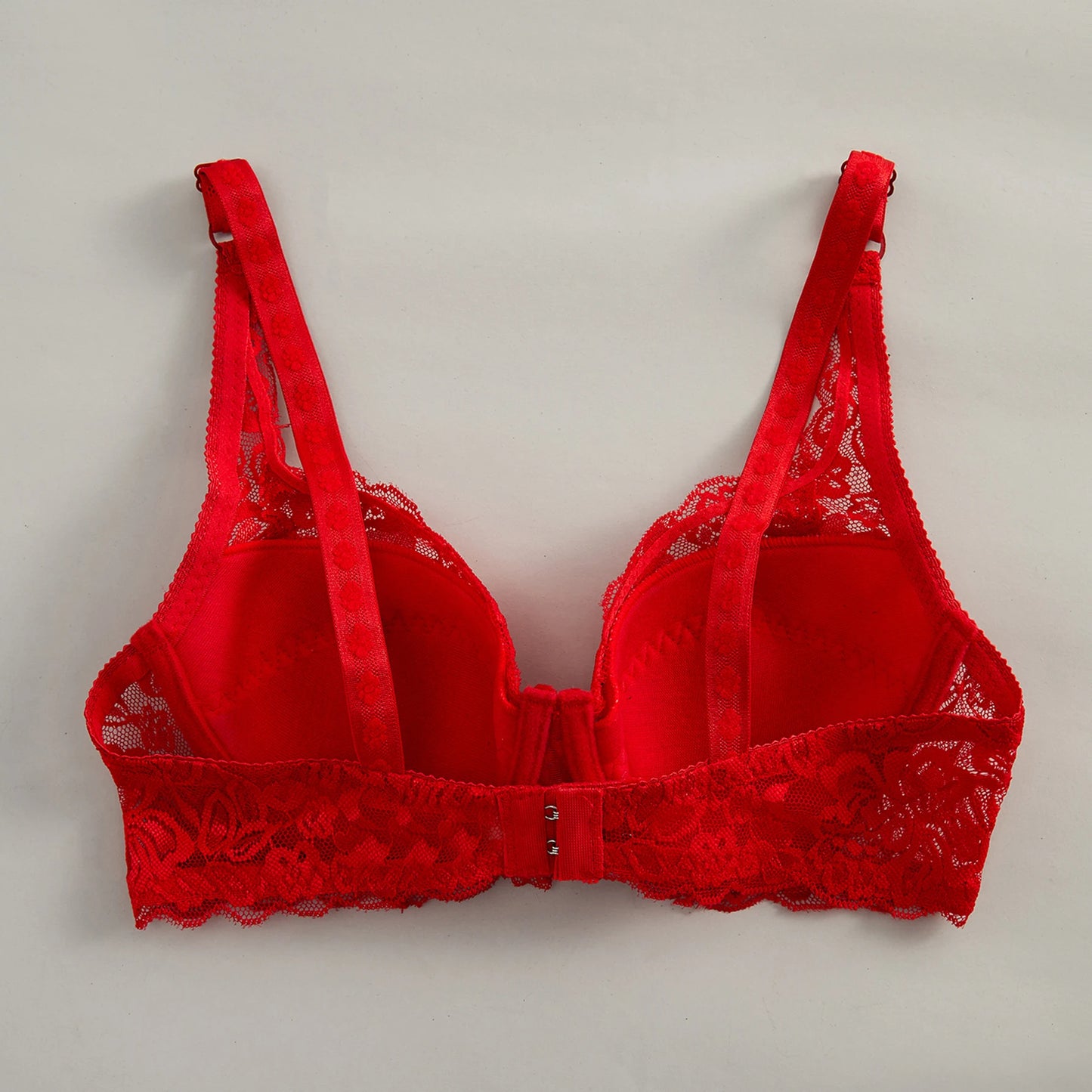 Bow Decor Push-Up Underwire Lace Bra