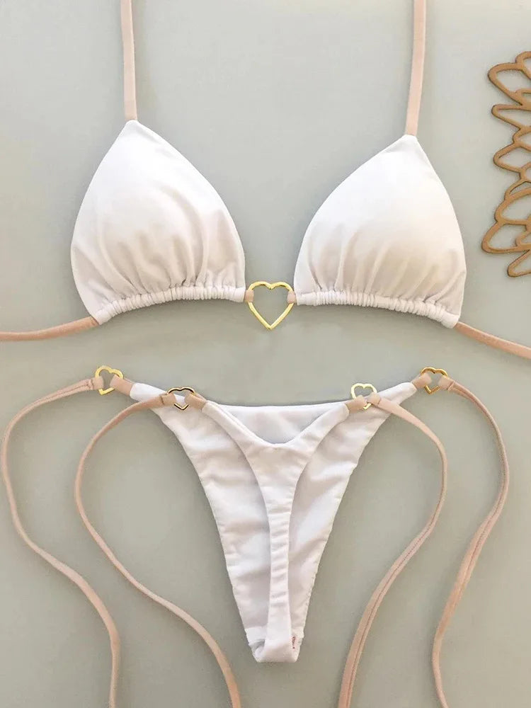 Low Waist Lace-up Swimsuit Bikini Set