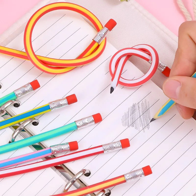 6/1Pcs Magic Bendy Flexible Soft Pencil with Eraser Colorful