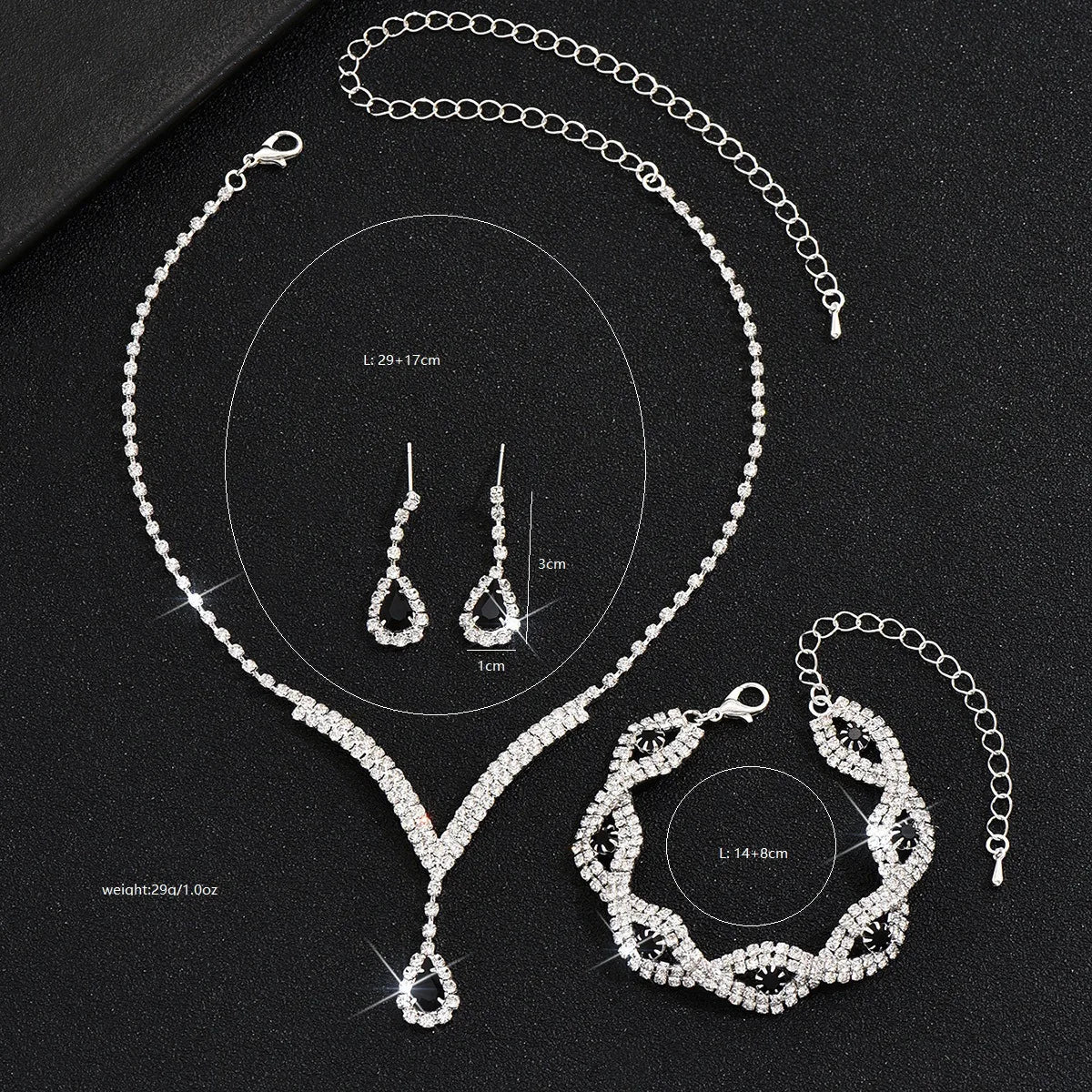 Rhinestone Water Drop Crystal Necklace Set
