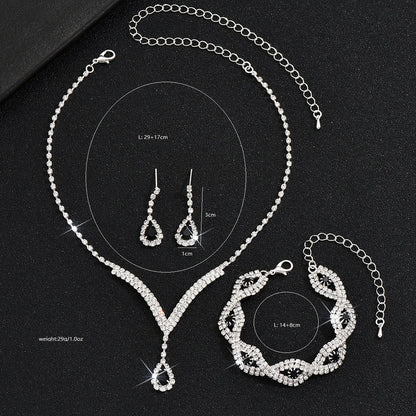 Rhinestone Water Drop Crystal Necklace Set