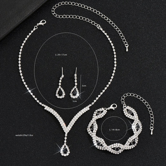 Rhinestone Water Drop Crystal Necklace Set