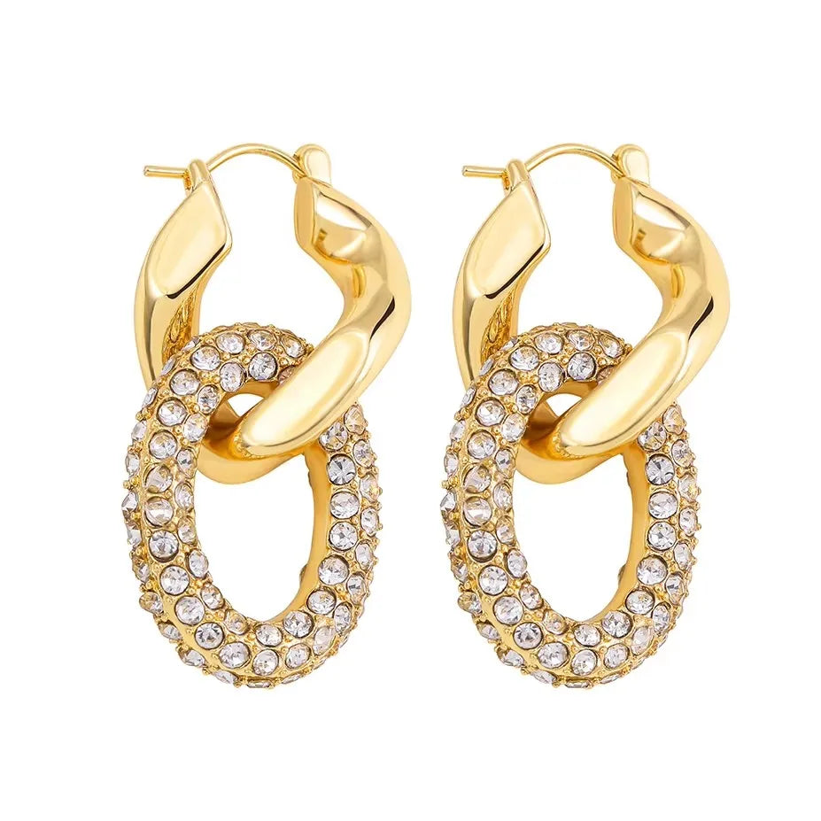 Zircon Circle Geometric U Shape Hoops Earring