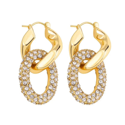 Zircon Circle Geometric U Shape Hoops Earring
