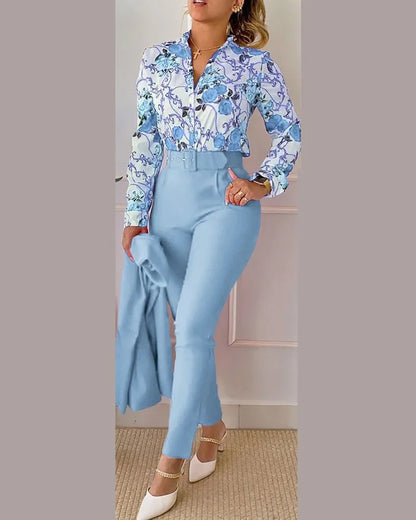 Long Sleeve Shirt Pants Two Piece Sets