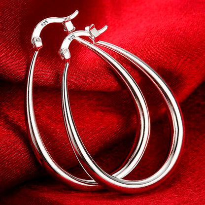 DANA 925 Sterling Silver Smooth Circle Big Hoop Earrings