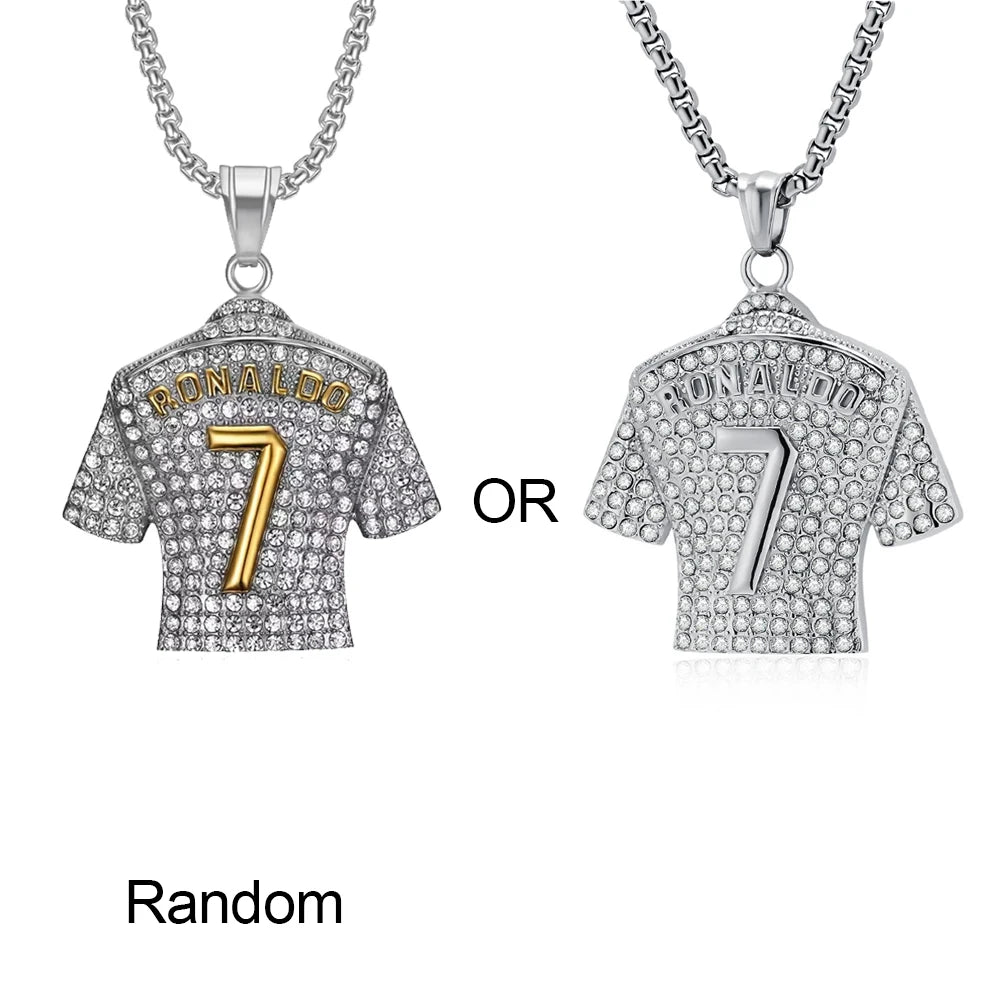 Hip Hop Style Number 7 Jersey Zircon Pendant Alloy Necklace