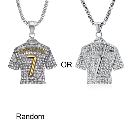 Hip Hop Style Number 7 Jersey Zircon Pendant Alloy Necklace