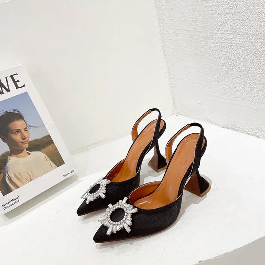 Silk High Heels Luxury Crystal Butterfly Shoes