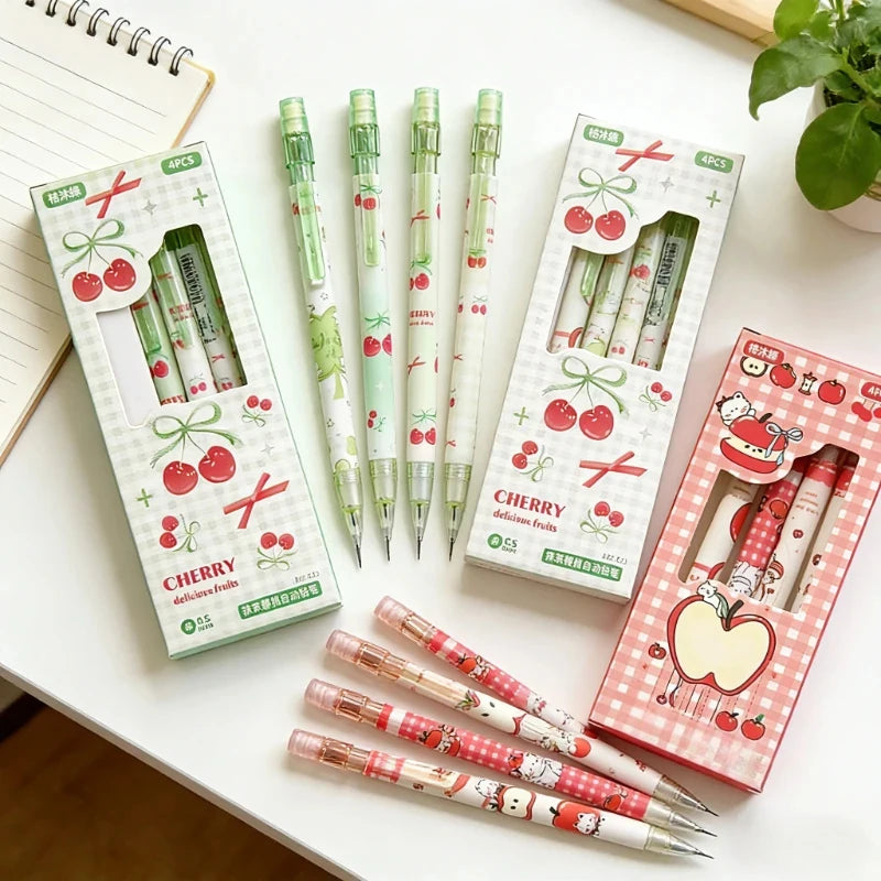 4Pcs 0.5mm Mechanical Pencils with Eraser Smooth Writing Erasable Stationery