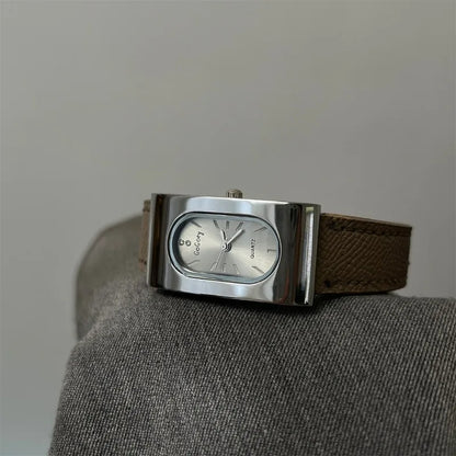 Vintage Rectangular Luxury Quartz Wristwatch