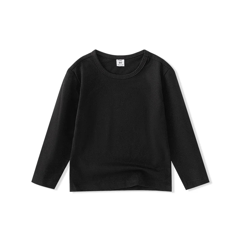 Autumn Spring Cotton T-shirt Tees Long Sleeve White Shirt Kids Tops