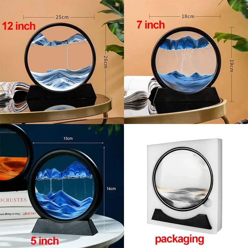 3D Moving Sand Round Glass Deep Sea Home Decoration