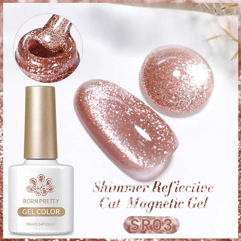 Sparkling Glass Bead Cat Magnetic Gel Nail Polish