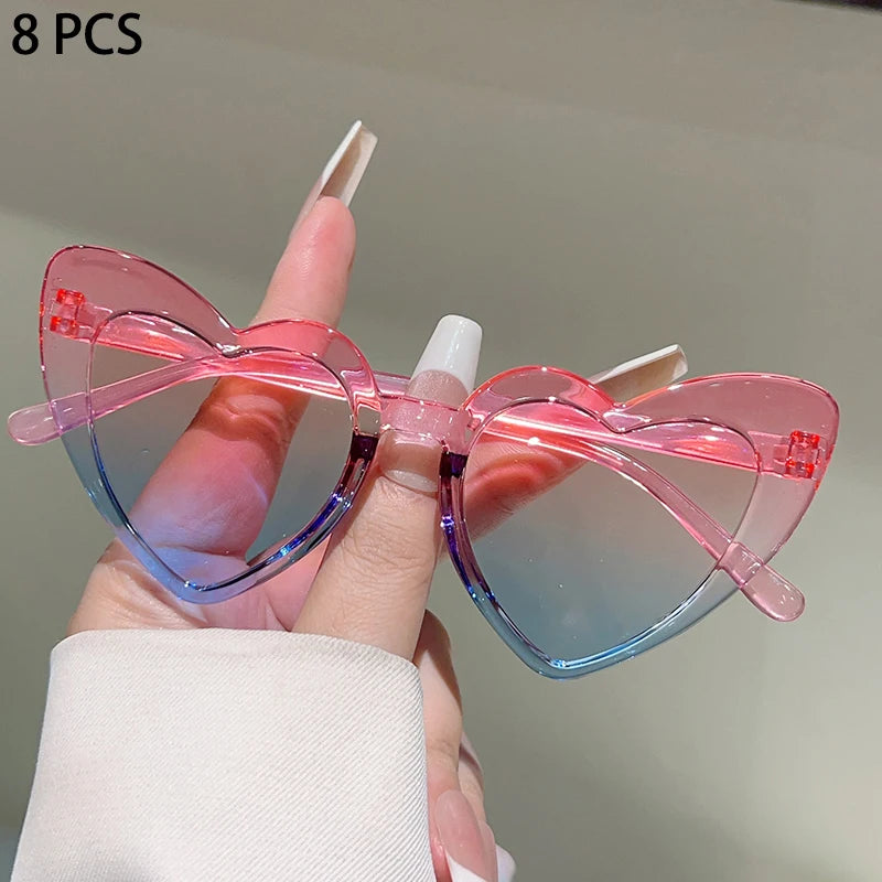 8 Pcs Per Set Cute Heart Shaped Sunglasses