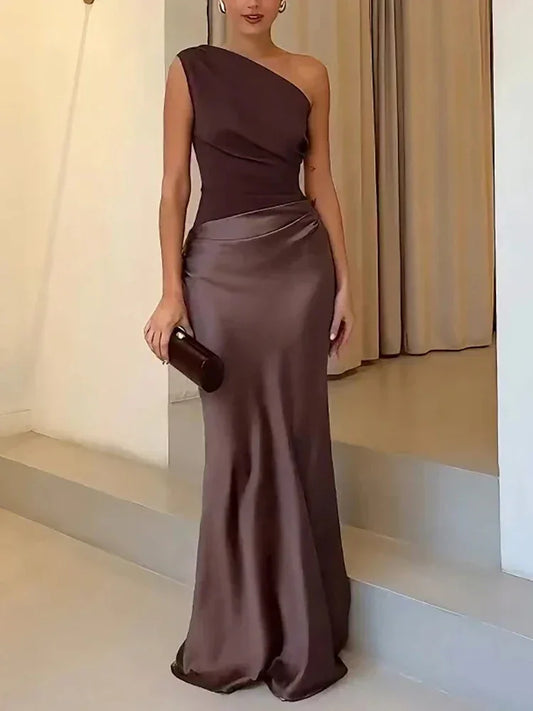 Mozision Satin Sleeveless Backless Sexy Maxi Dress