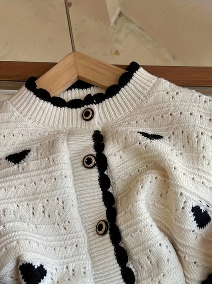 Versatile Single-Breasted Heart Long-Sleeved Korean Style Jacket