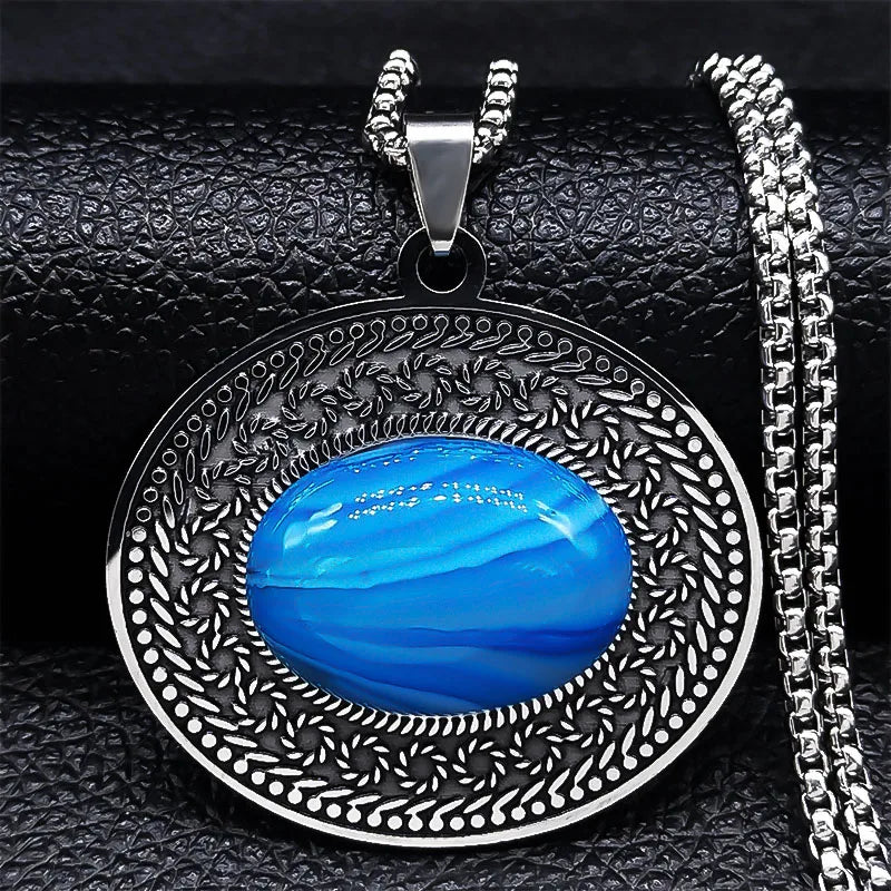 Stainless Steel Bohemia Natural Stone Vintage Necklaces