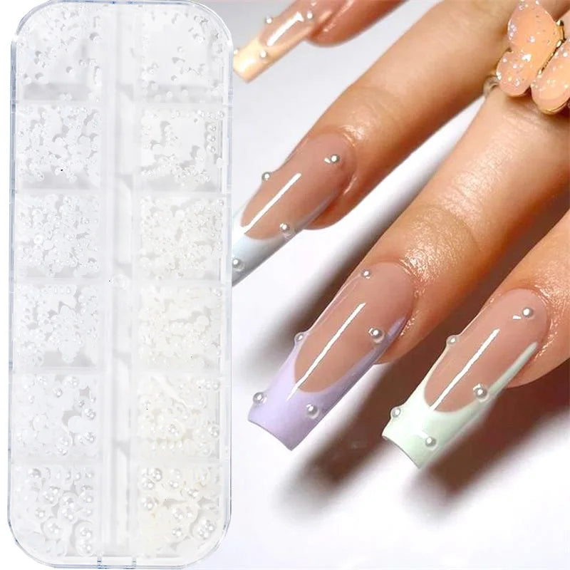 12Gird 3D Glass AB Crystal Nail Art Rhinestones Kit