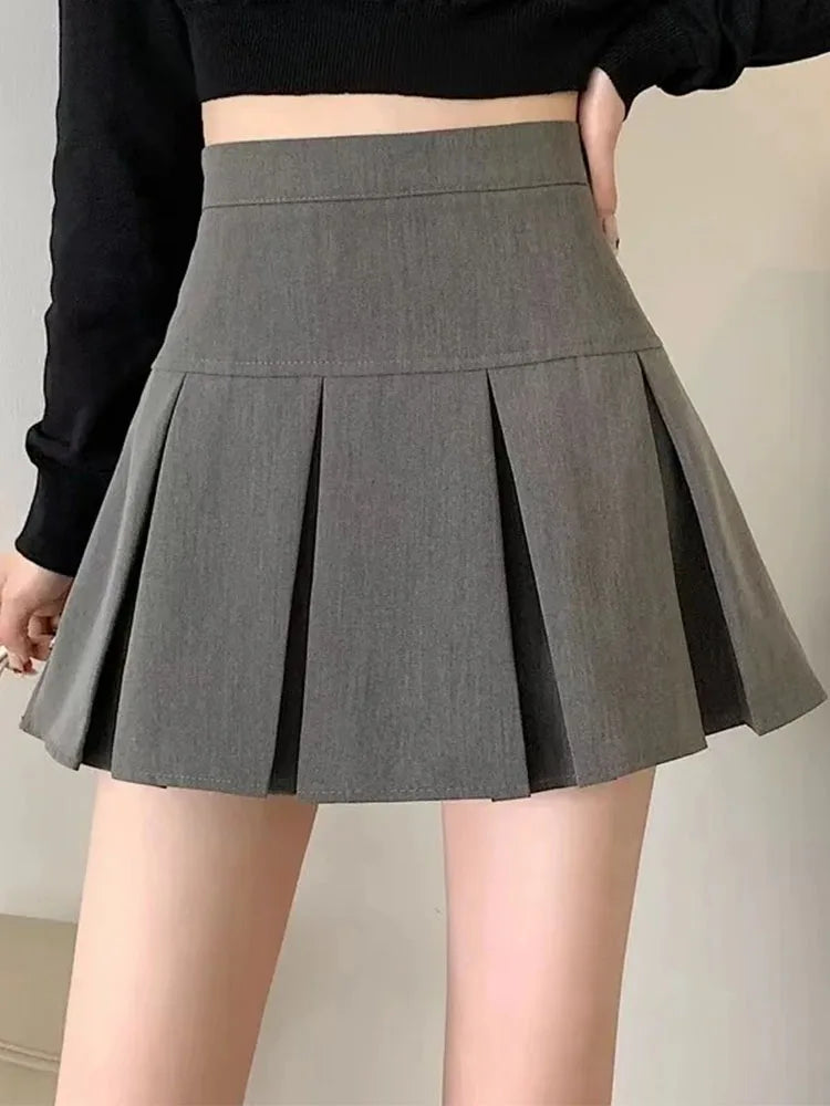 Falda coreana plisada gris