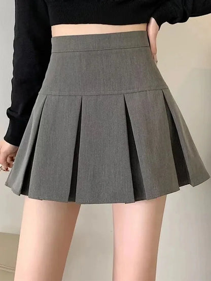Falda coreana plisada gris
