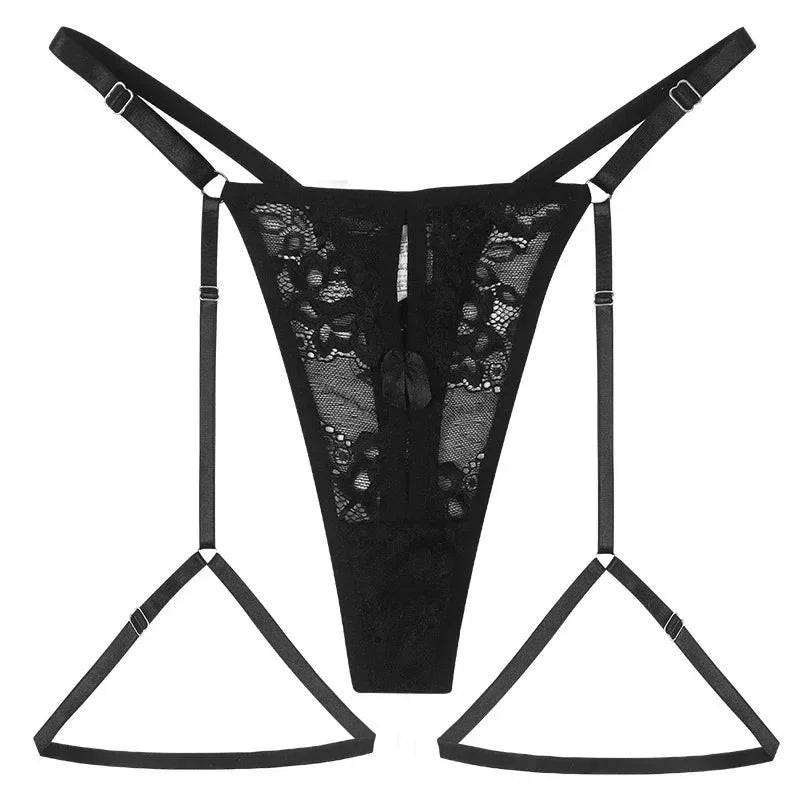 Lace Hollow Out Panties Garter Sexy Lingerie Underwear G-string Set