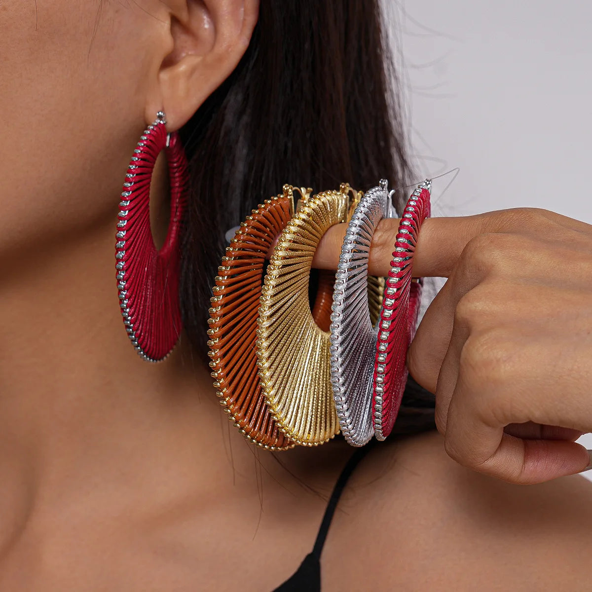 Bohemian Braided Hollow Hoop Geometric Round Earrings