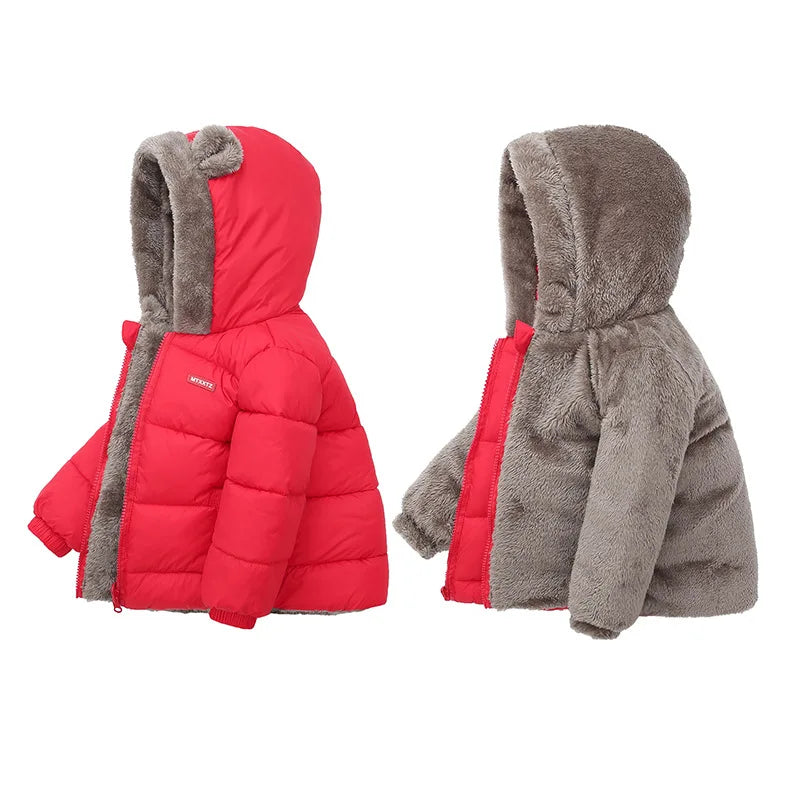 Boys Girls Thick Winter Kids Padded Fleece Warm Cashmere Snowsuit Coats