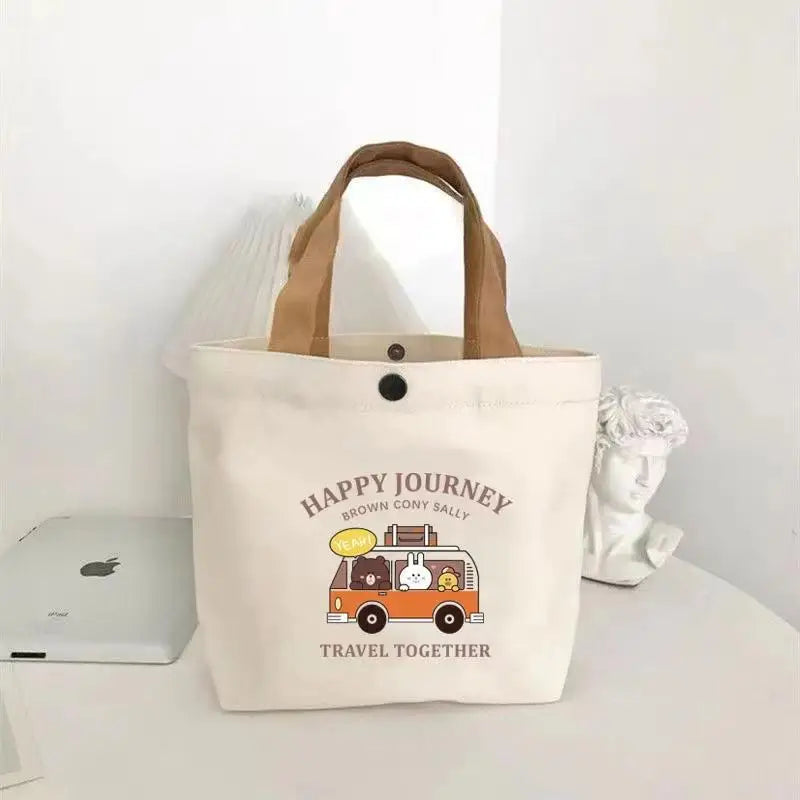 Bear Shape Canvas Tote Cute Mini Handheld Lunch Bag